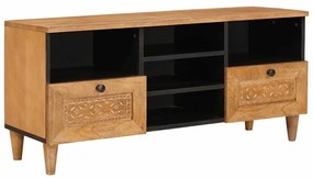 vidaXL Ντουλάπι TV Ανοιχτό καφέ 100 x 33 x 46 εκ Μασίφ ξύλο μάνγκο