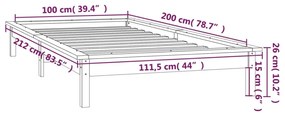 Πλαίσιο Κρεβατιού με LED Λευκό 100 x 200 εκ. από Μασίφ Ξύλο - Λευκό