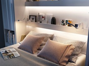 Κρεβάτι - ντουλάπα Concept Pro Lenart AH103, Διπλό, Άσπρο, 180x200, Ινοσανίδες μέσης πυκνότητας, Πλαστικοποιημένη μοριοσανίδα, Τάβλες για Κρεβάτι, 191cm