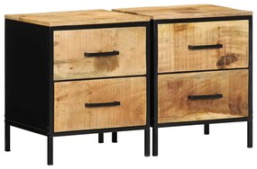 vidaXL Κομοδίνο με συρτάρι 2 pcs Καφέ και μαύρο 40 x 35 x 50 εκ.