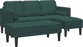 vidaXL Σετ Καναπέ με μαξιλάρι 2 pcs Σκούρο Πράσινο Πολυεστέρας
