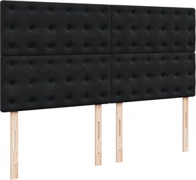 vidaXL Κρεβάτι Boxspring με Στρώμα Μαύρο 200x200 εκ. Βελούδινο