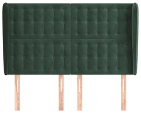 Κεφαλάρι με Πτερύγια Σκούρο Πράσινο 147x23x118/128εκ. Βελούδινο - Πράσινο