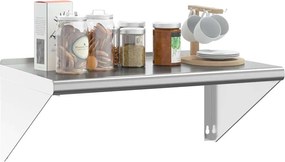 vidaXL Ράφι Τοίχου Ασημί 75x45x31 εκ. Ανοξείδωτο Ατσάλι