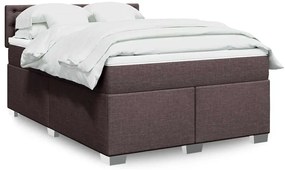 vidaXL Κρεβάτι Boxspring με Στρώμα Σκούρο Καφέ 140x190 εκ. Υφασμάτινο