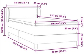 ΚΡΕΒΑΤΙ BOXSPRING ΜΕ ΣΤΡΩΜΑ ΣΚΟΥΡΟ ΓΚΡΙ 80X220 ΕΚ. ΒΕΛΟΥΔΙΝΟ 3317464