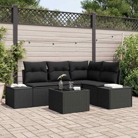 vidaXL Σετ Καναπέ Κήπου 5 pcs Μαύρο συνθετικό ρατάν