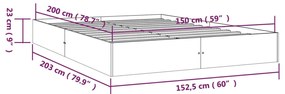 Πλαίσιο Κρεβατιού 150 x 200 εκ. Μασίφ Ξύλο King Size - Καφέ