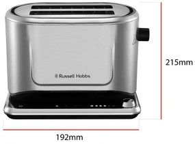 Τοστιέρα ψωμιού Russell Hobbs Attentiv 26210-56, 1640W, 2 φέτες, 6 στάδια, κεντράρισμα, έλεγχος αφής, LED, αποθήκευση, υψηλή ανύψωση, χωρίς BPA και PFAS, Inox/μαύρο