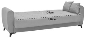 Καναπές-κρεβάτι με αποθηκευτικό χώρο τριθέσιος Lincoln ανοιχτό γκρι ύφασμα 225x85x90εκ 225x75x85 εκ.