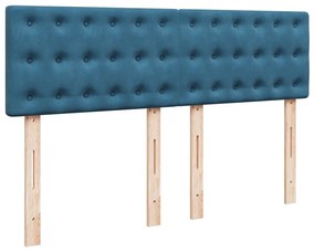 vidaXL Κρεβάτι Boxspring με Στρώμα Μπλε 160x200 εκ. Βελούδινο