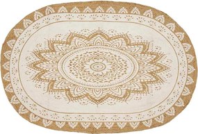 vidaXL Χαλιά χώρου Floral Φυσικό με Λευκή Εκτύπωση 152 x 245 εκ Γιούτα