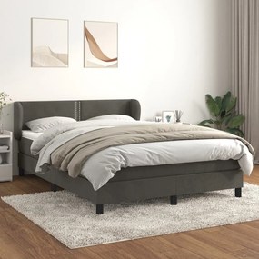 Κρεβάτι Boxspring με Στρώμα Σκούρο Γκρι 140x200 εκ. Βελούδινο