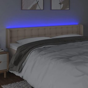 Κεφαλάρι Κρεβατιού LED Καπουτσίνο 203x16x78/88εκ. Συνθετ. Δέρμα - Καφέ