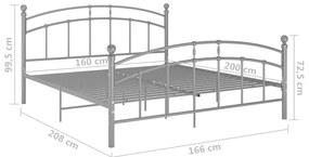 vidaXL Πλαίσιο Κρεβατιού Γκρι 160 x 200 εκ. Μεταλλικό