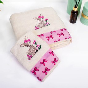 Παιδικές Πετσέτες (Σετ 2τμχ) Dimcol Deer 198 Ecru-Pink