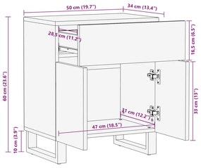 Κομοδίνο 50x34x60 εκ. από Μασίφ Ξύλο Ακακίας - Πολύχρωμο