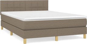 vidaXL Κρεβάτι Boxspring με Στρώμα Taupe 140x190 εκ. Υφασμάτινο