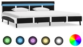 vidaXL Πλαίσιο Κρεβατιού με LED Μαύρο 180x200 εκ. από Συνθετικό Δέρμα