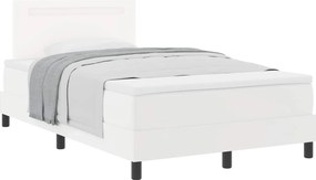 vidaXL Κρεβάτι με ελατήρια Λευκό 120 x 200 cm Τεχνητό δέρμα