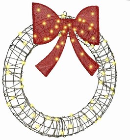 vidaXL Στεφάνι με 60 LED Θερμό λευκό 75 cm Ρατάν