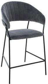 Σκαμπό Bar Μεσαίου Ύψους Theodore HM8734.01 60x55x100cm Grey - Black Velvet, Metal