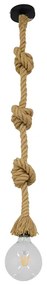 GloboStar® ROPE 01018 Vintage Industrial Κρεμαστό Φωτιστικό Οροφής Μονόφωτο 1 x E27 με 2 μέτρα Μπεζ Σχοινί Φ3.5 x Y200cm