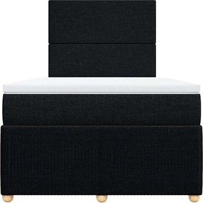 vidaXL Κρεβάτι Boxspring με Στρώμα Μαύρο 120x190 εκ. Υφασμάτινο