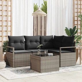 vidaXL Σετ Καναπέ Κήπου 5 pcs Γκρι Πολυ ράταν