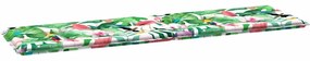 vidaXL Μαξιλάρι Παγκάκι Κήπου Floral Πράσινο και ροζ 180 x 50 x 4 cm