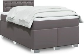 vidaXL Κρεβάτι Boxspring με Στρώμα Γκρι 120x190εκ. από Συνθετικό Δέρμα