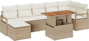 vidaXL Σετ Καναπέ Κήπου με αποθήκευση 8 pcs Μπεζ Πολυ ράταν