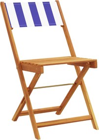 vidaXL Καρέκλες Μπιστρό 2τεμ. Μπλε / Λευκό Μασίφ Ακακία &amp; Ύφασμα