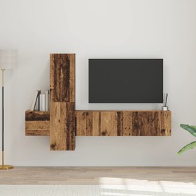 vidaXL Σετ επίπλου τηλεόρασης με ράφι με αποθήκευση με πόρτα 5 pcs Παλιό ξύλο