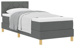 vidaXL Κρεβάτι box spring με στρώμα Σκούρο γκρι 80 x 200 cm ύφασμα