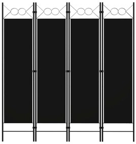 vidaXL Διαχωριστικό Δωματίου με 4 Πάνελ Μαύρο 160 x 180 εκ.