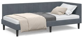 vidaXL Κρεβάτι Γωνίας με κεφαλάρι Σκούρο γκρι 90 x 200 cm Βελούδο