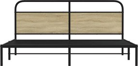 vidaXL Σκελετός Κρεβ. Χωρίς Στρώμα Sonoma Δρυς 180x200 εκ. Μεταλλικό