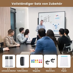 Costway Διπλής Όψης Πίνακας Whiteboard με Ρυθμιζόμενο Ύψος και Αξεσουάρ CB10566BK