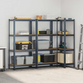vidaXL Ραφιέρες 4 Επιπέδων 3 τεμ. Ανθρακί Ατσάλι &amp; Επεξεργασμένο Ξύλο