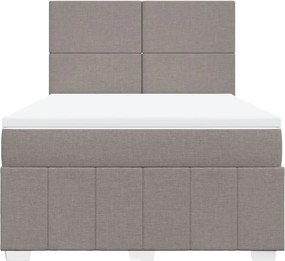 vidaXL Κρεβάτι Boxspring με Στρώμα Taupe 140x190 εκ. Υφασμάτινο