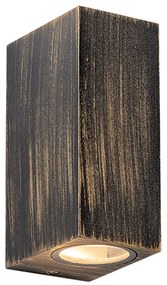 Φωτιστικό Τοίχου - Απλίκα LG2204GU10GB 6,8x15cm 2xGU10 35W IP65 Black-Gold Aca Aluminium, Glass