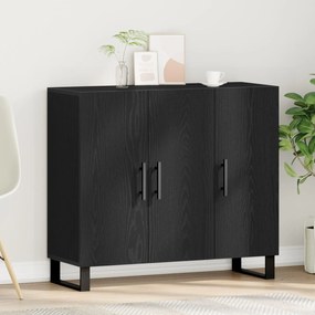 Μπουφές με 3 Πόρτες Μαύρη Βελανιδιά 90x34x80 εκ Επεξεργασμένο Ξύλο