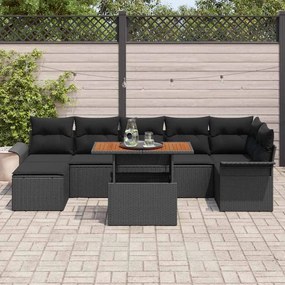 vidaXL Σετ Καναπέ Κήπου με μαξιλάρι 8 pcs Μαύρο