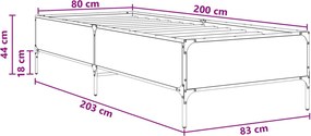 vidaXL Σκελετός Κρεβατιού Μαύρη Δρυς 80 x 200 cm Επεξεργασμένο Ξύλο