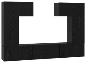 vidaXL Σετ επίπλου τηλεόρασης 7 pcs Μαύρη Δρυς 180 x 30 x 120 εκ.