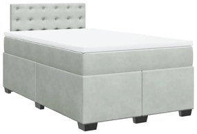 vidaXL Κρεβάτι Boxspring με Στρώμα Ανοιχτό Γκρι 120x200 εκ. Βελούδινο