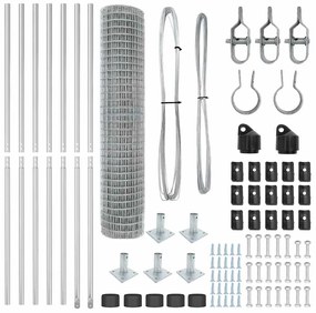vidaXL Φράχτης με Στήλες. Ασημί 1.6 x 10 m Ατσάλι