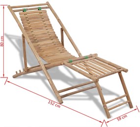 vidaXL Ξαπλώστρα με Υποπόδιο από Μπαμπού