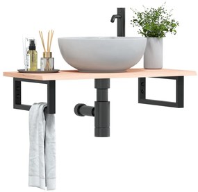 vidaXL Ράφι Νιπτήρα Τοίχου από Ατσάλι / Μασίφ Ξύλο Δρυός